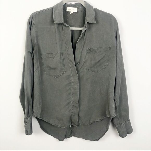 CLOTH & STONE | Gray Tencel Button Up Shirt XS - Picture 1 of 5